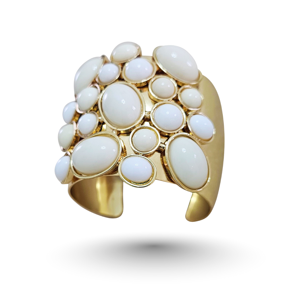 IVORAE Sculptural Gold & White Stone Cuff