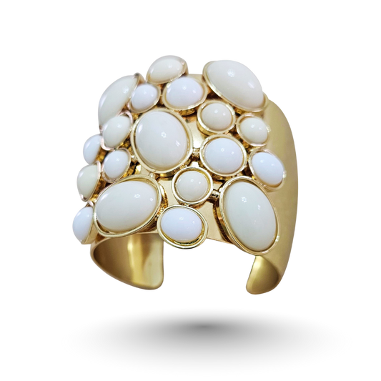 IVORAE Sculptural Gold & White Stone Cuff